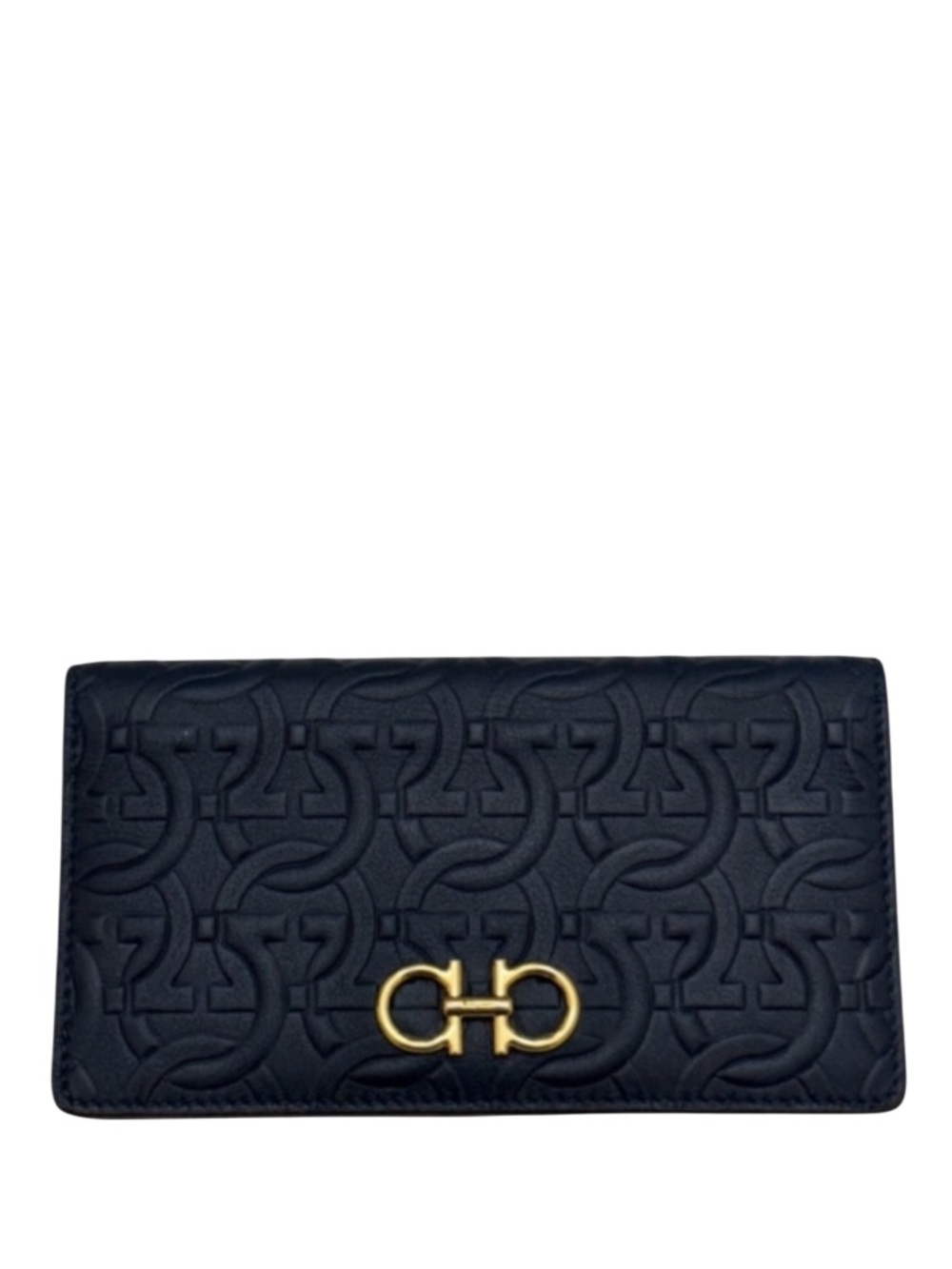 SALVATORE FERRAGAMO - GREEN LEATHER GANCINI GOLD CONTINENTAL LONG BIFOLD WALLET